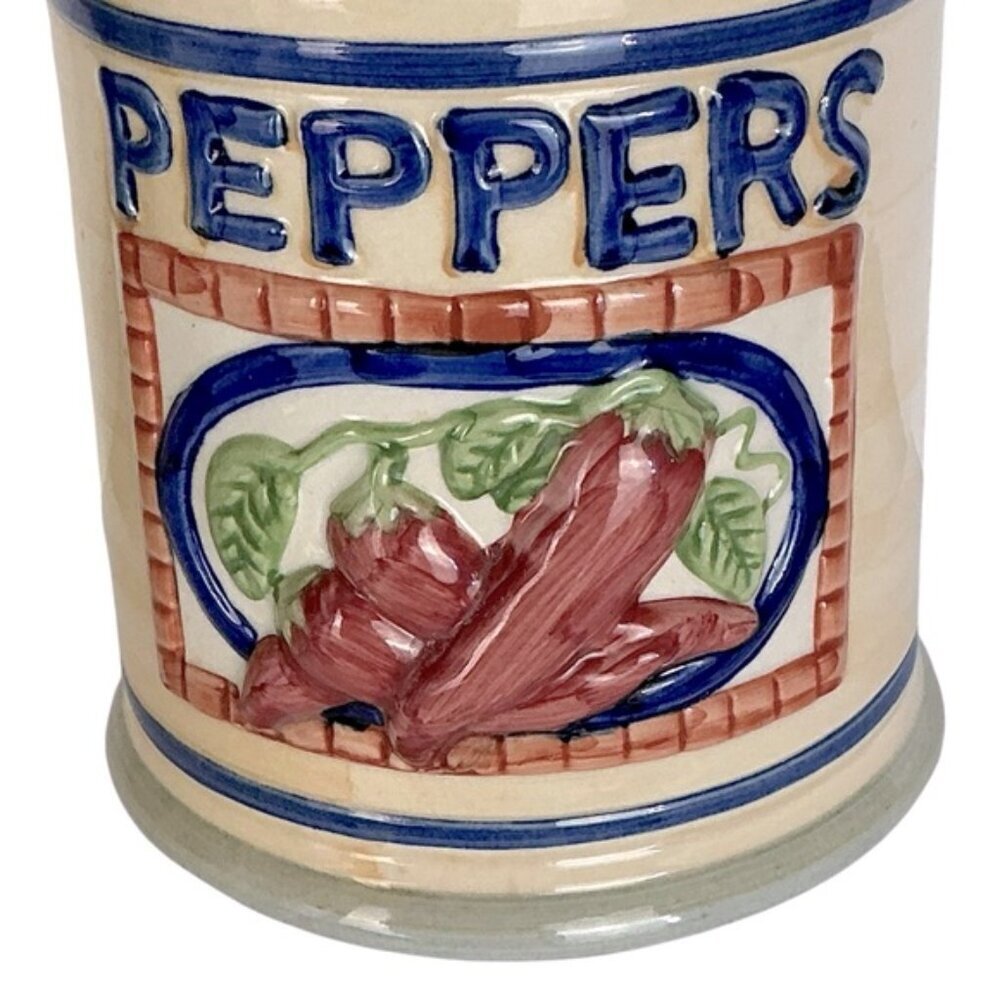 Vintage Pepper Canister Farmhouse Stoneware with Lid Multicolor 4 Cup 7 1/2” H - Picture 12 of 16